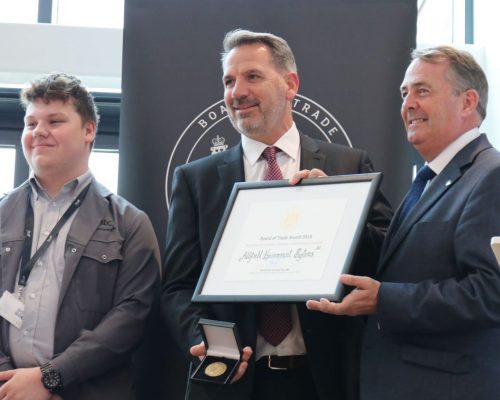 Managing Director Steve Lloyd receiving board of trade award 2018