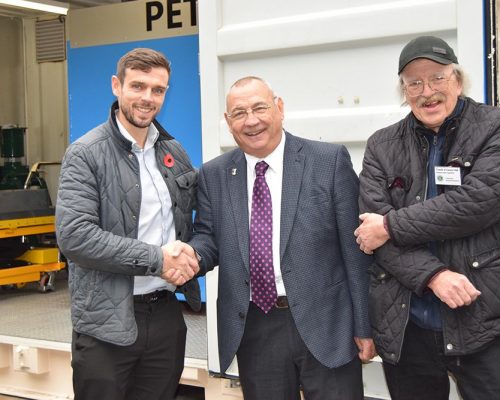 L to R Derek Carr - Operations Director Addfield, Councillor Roy Miller Barnsley Metropolitan Borough Council, RIchard Emerson Chairman Friends of Canon Hall