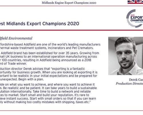 Addfield are Exporting Champions for the second year running
