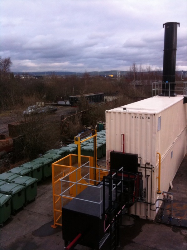 Ariel view of a containerised g250 incinerator