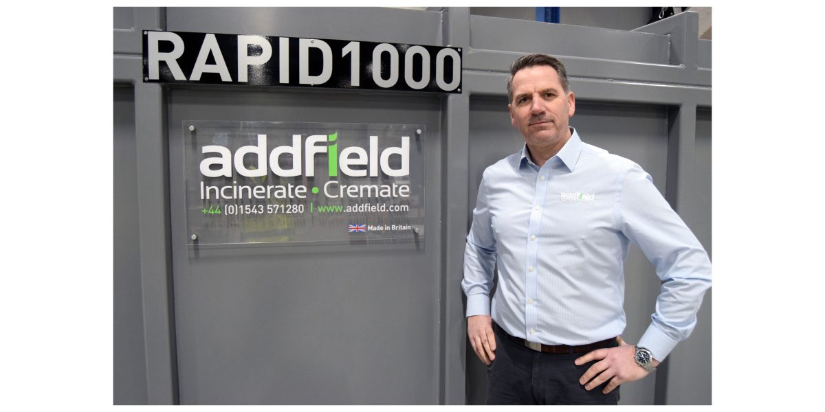 Managing Director in front of high capacity incinerator