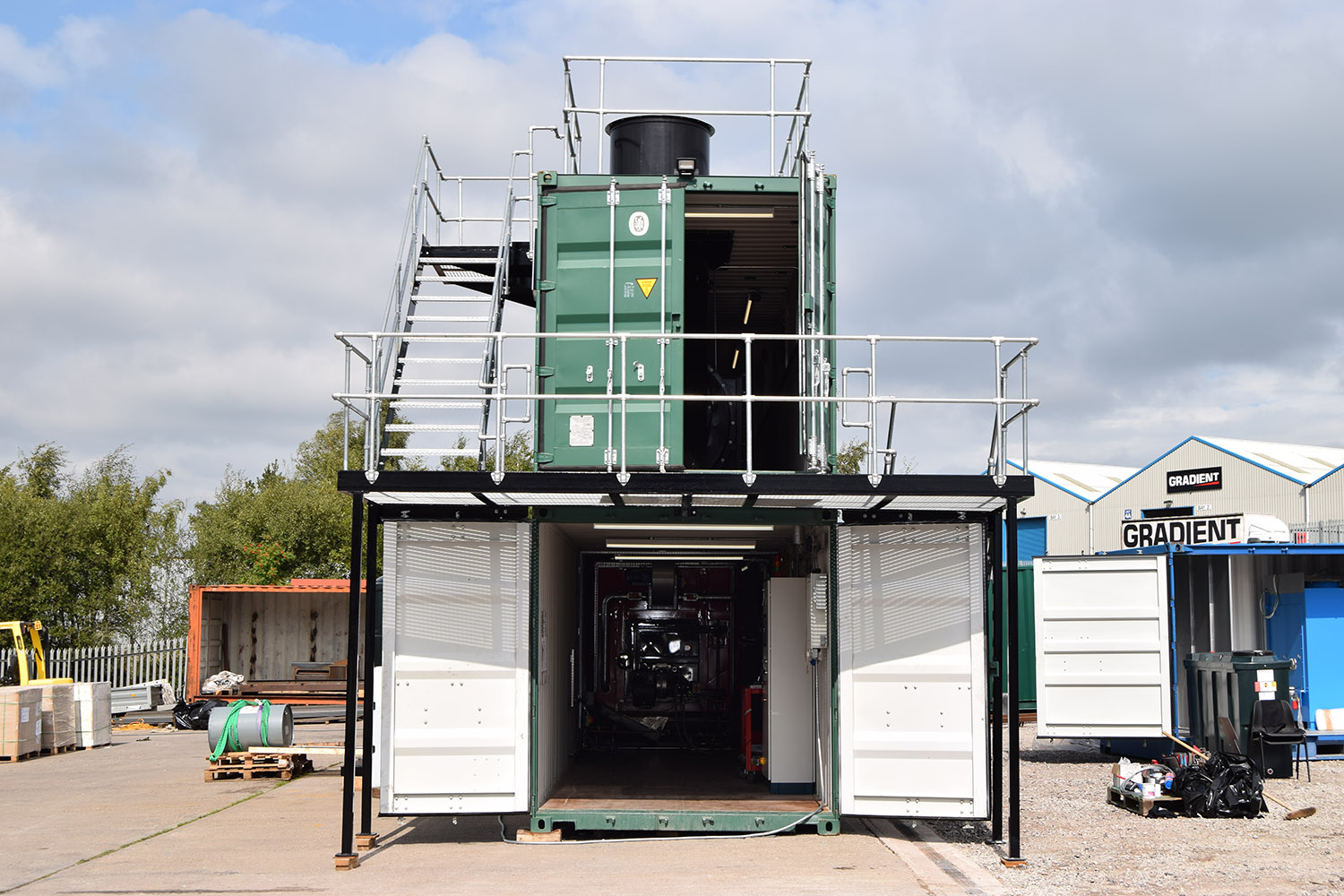 Side view of both levels of the G250 Containerised Municipal Waste Incinerator