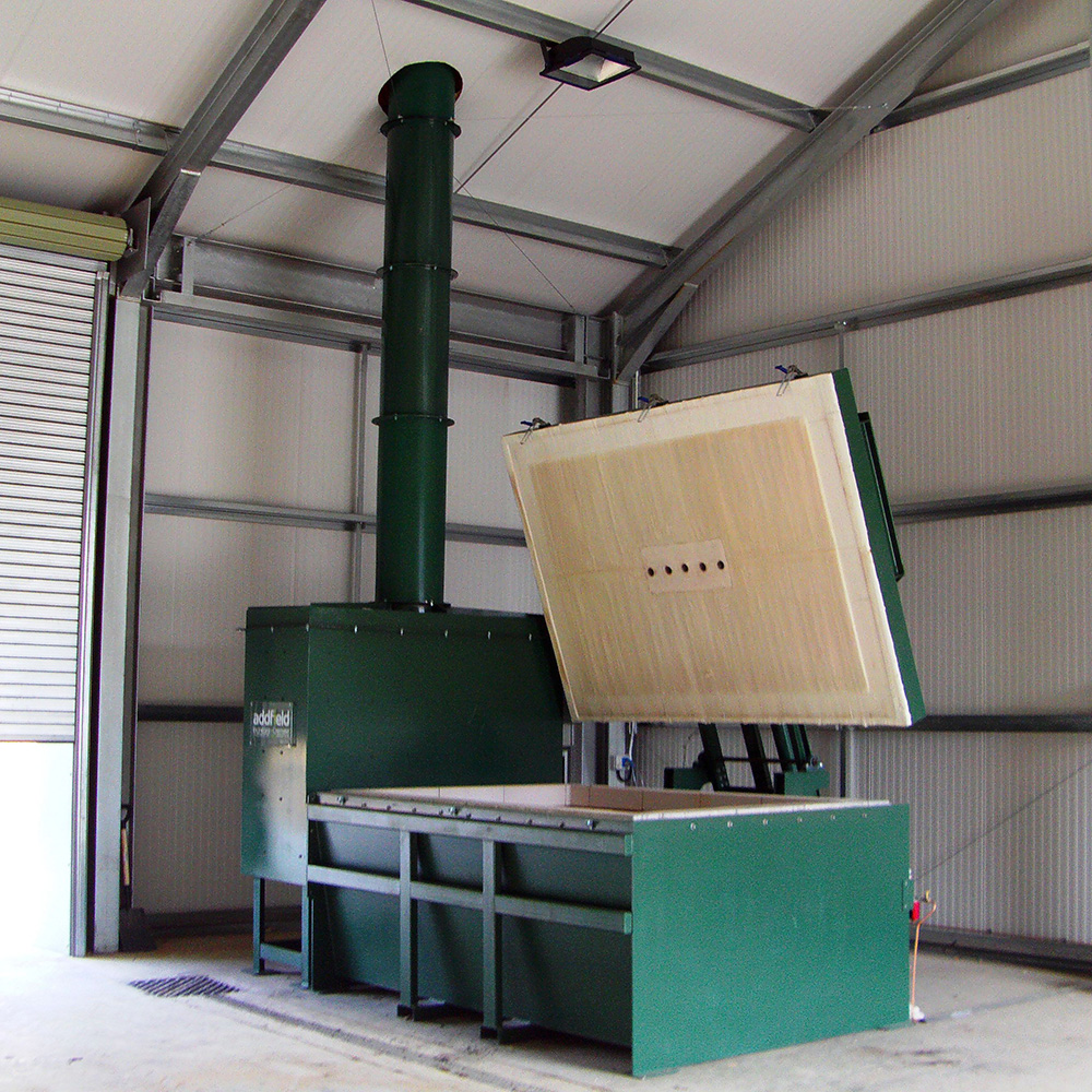 a TB-AB equine cremator with extended chimney sections