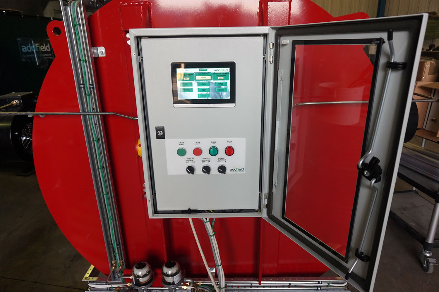 Advanced control panel on machine incinerator