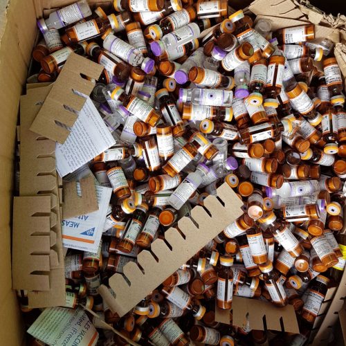 Measles vaccines ready for safe disposal