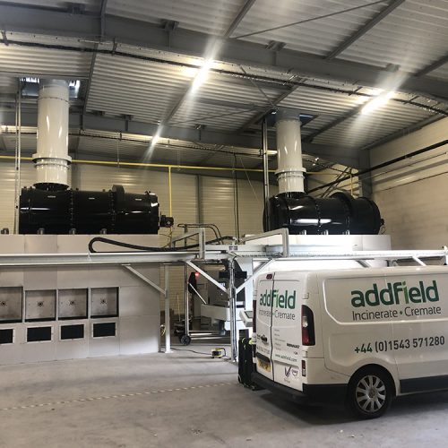Pet cemation machines with Addfield van