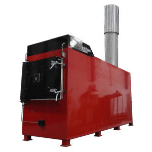 Large Red medical waste incinerator with stainless steel chimney