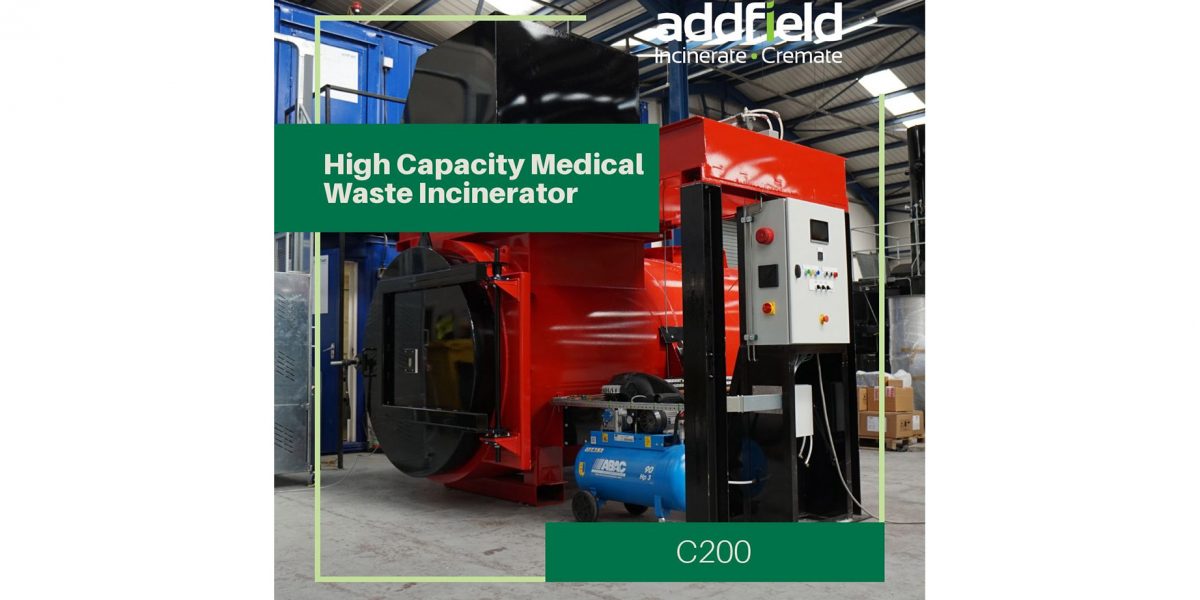 Red high capacity medical waste incinerator