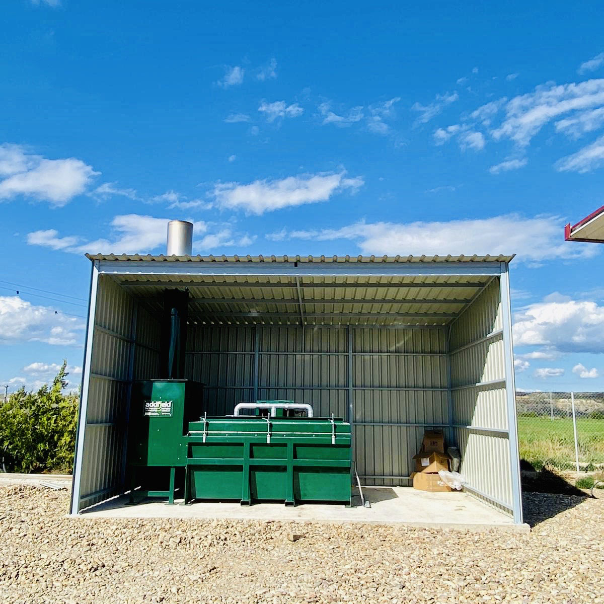 Agricultural incinerator installed on a farm
