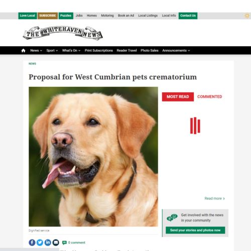 Whitehaven News Pet Crematorium