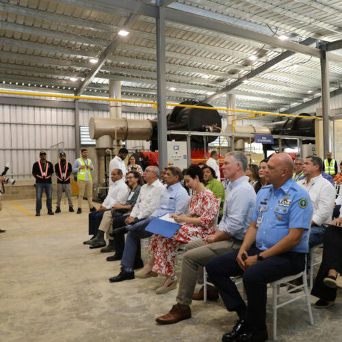Crowd gathering for official opening of incinerator