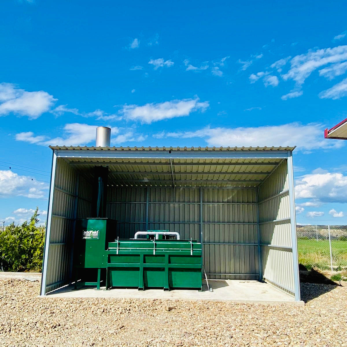 farm incinerator in a steel building
